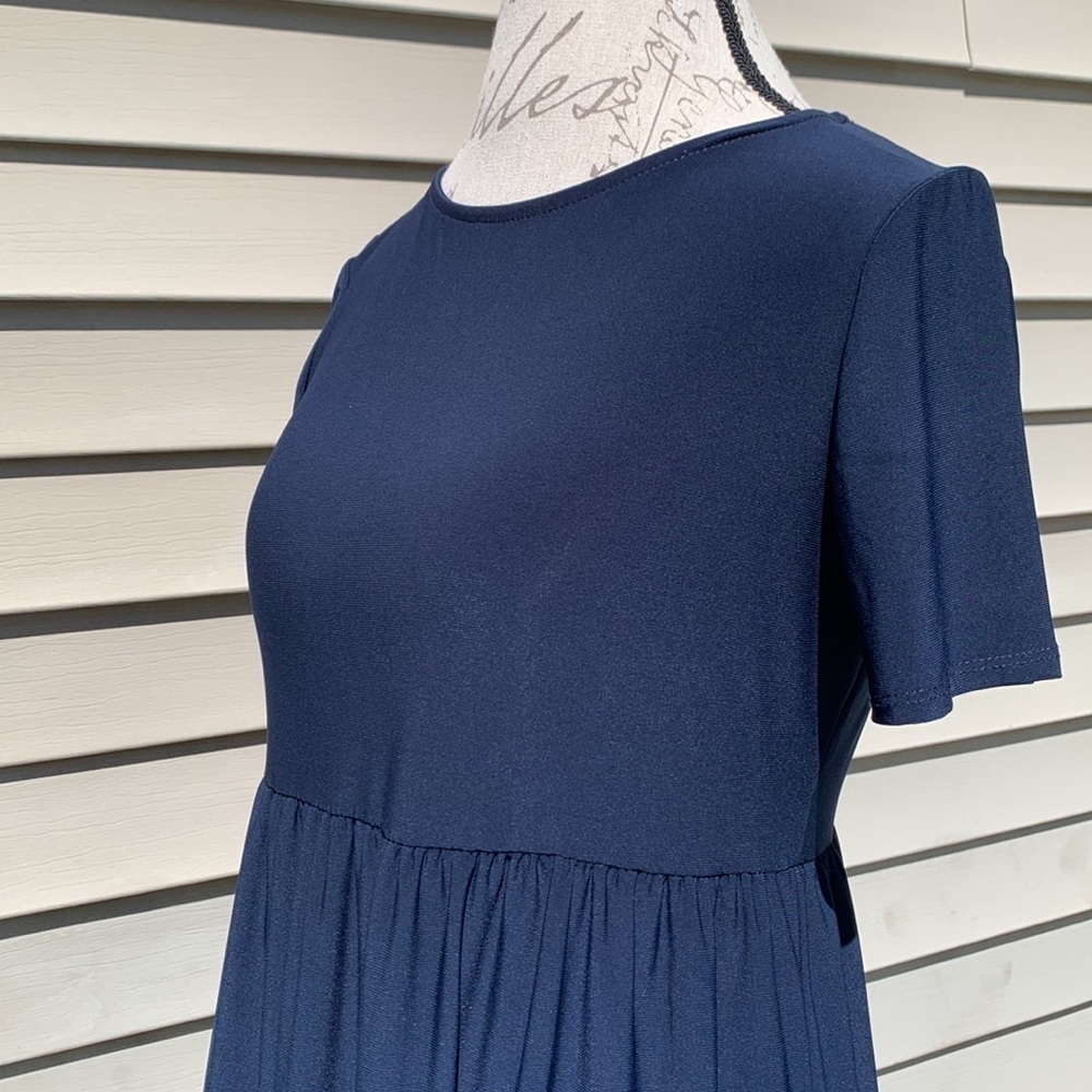Nik AND NASH Short Sleeve Ruffled Babydoll Dress - Navy - Picture 15 of 15